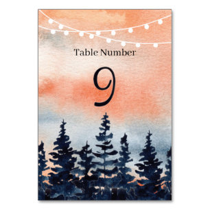 Sunset and Pine Forest Table Number