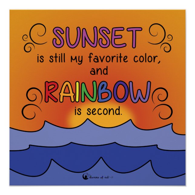 Sunset and Rainbow Poster - Square (Front)