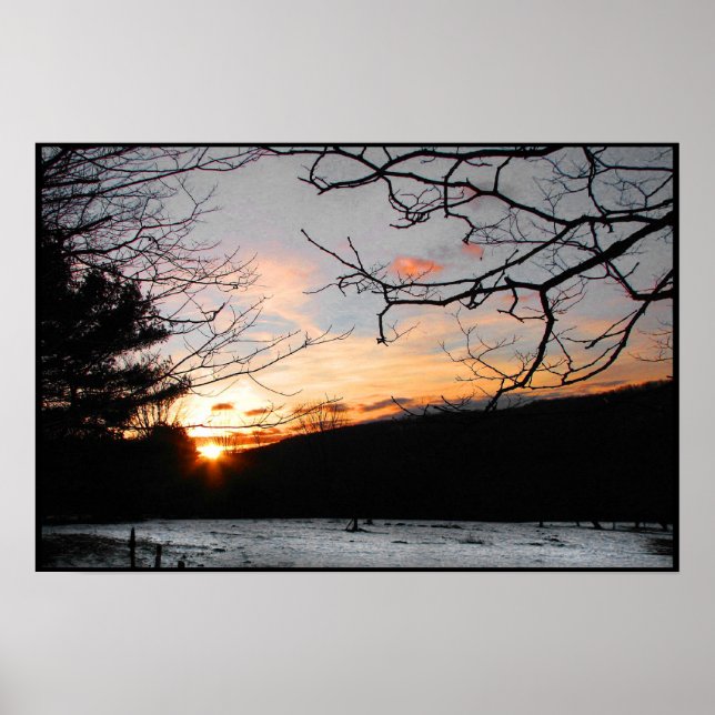 Sunset and Snowy Field Poster (Front)
