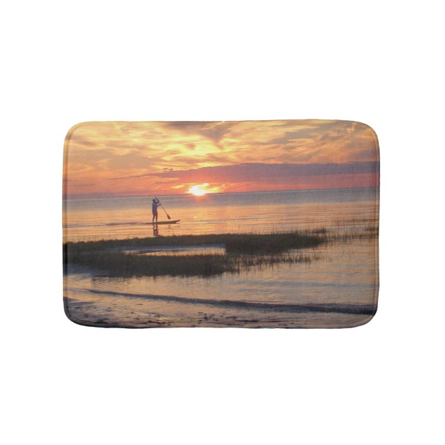 Sunset and Surfboarding Bath Mat (Front)