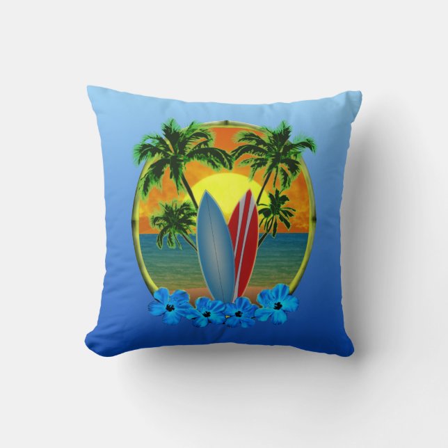 Sunset And Surfboards Cushion (Front)