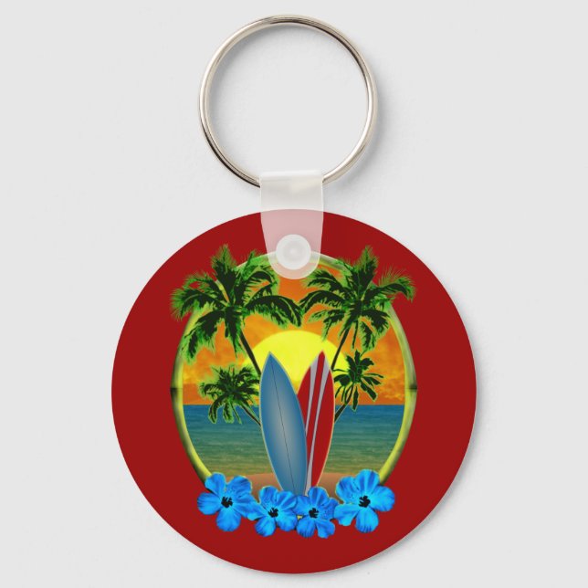 Sunset And Surfboards Key Ring (Front)