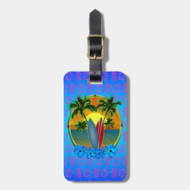 Sunset And Surfboards Luggage Tag (Front Vertical)