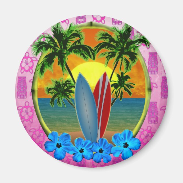 Sunset And Surfboards Magnet (Front)