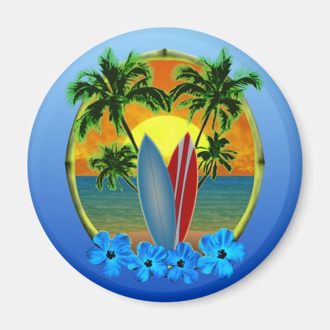 Sunset And Surfboards Magnet (Front)