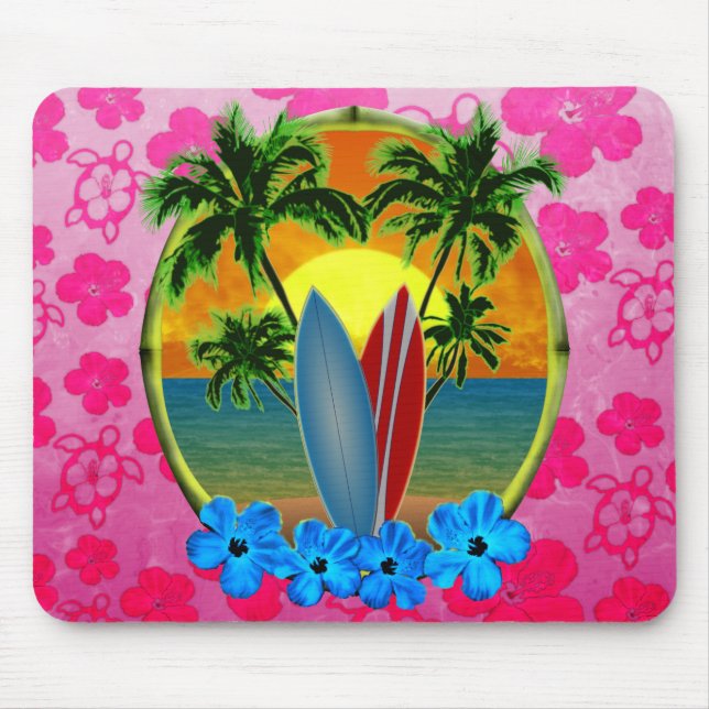 Sunset And Surfboards Mouse Pad (Front)