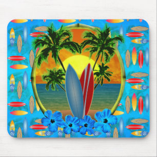 Sunset And Surfboards Mouse Pad