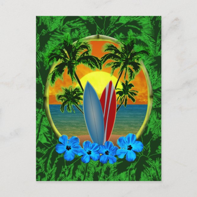 Sunset And Surfboards Postcard (Front)