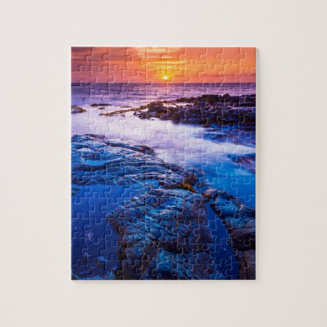 Sunset And Tide Pool In Hawaii Jigsaw Puzzle (Vertical)