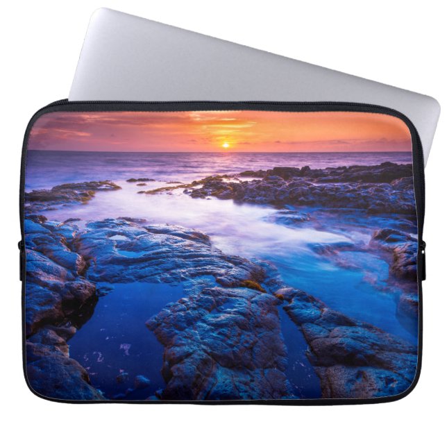 Sunset And Tide Pool In Hawaii Laptop Sleeve (Front)