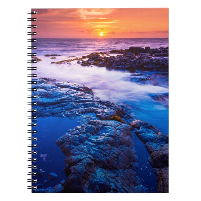 Sunset And Tide Pool In Hawaii Notebook (Front)