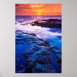 Sunset And Tide Pool In Hawaii Poster
