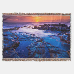 Sunset And Tide Pool In Hawaii Throw Blanket