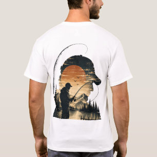 Sunset Angler Retro Fishing Silhouette T-Shirt