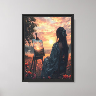 Sunset Artist Canvas Wall Art Print