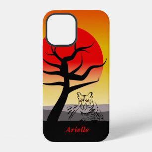 Sunset Artistic Inked Mountain Lion iPhone 12 Case