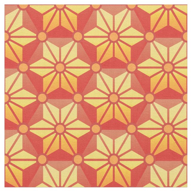 Sunset Asanoha - Traditional Japanese Pattern Fabric (Close Up)