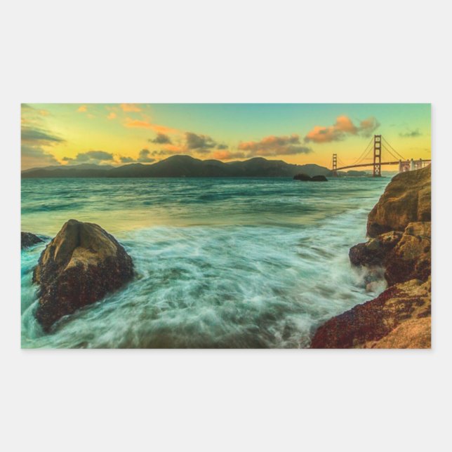 Sunset at Baker Beach Rectangular Sticker (Front)