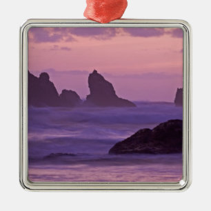 Sunset at Bandon Beach Sea Stacks. Metal Tree Decoration