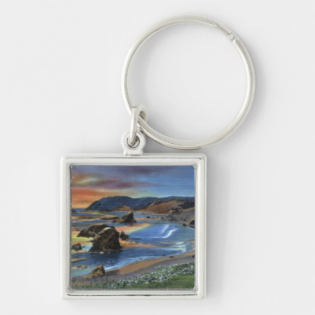Sunset at Cape San Sabastian on Oregon Key Ring (Front)