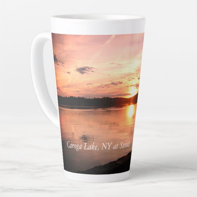 Sunset at Caroga Lake, NY Latte Mug (Left Angle)