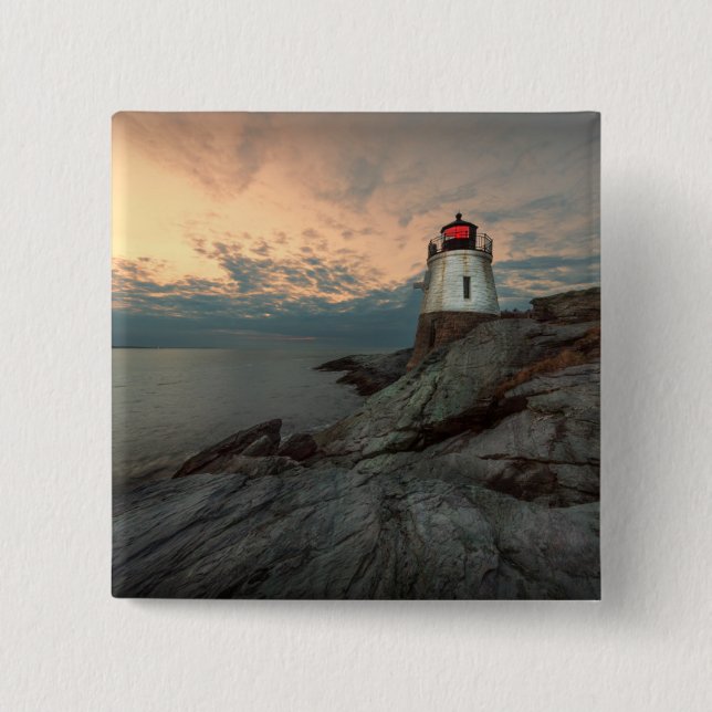 Sunset At Castle Hill Lighthouse 15 Cm Square Badge (Front)