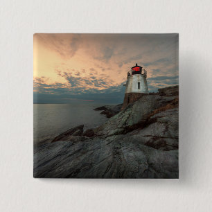 Sunset At Castle Hill Lighthouse 15 Cm Square Badge