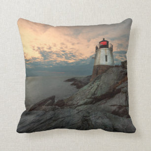 Sunset At Castle Hill Lighthouse Cushion