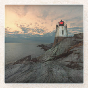 Sunset At Castle Hill Lighthouse Glass Coaster