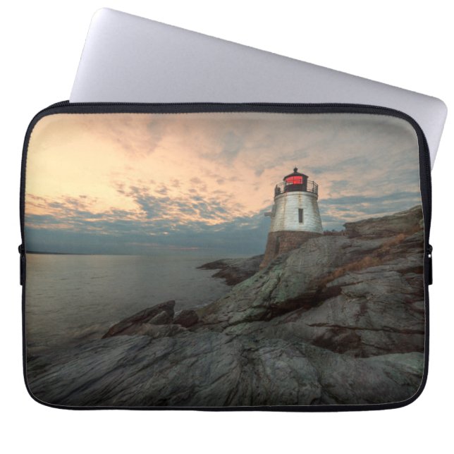 Sunset At Castle Hill Lighthouse Laptop Sleeve (Front)