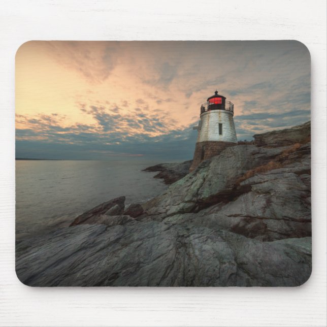Sunset At Castle Hill Lighthouse Mouse Pad (Front)