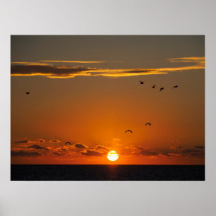 Sunset at Cayeux sur Mer in France Poster