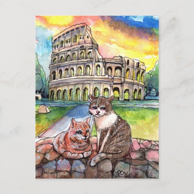 Sunset at Coliseum Postcard (Front)