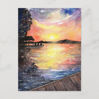 Sunset at Cottage Postcard