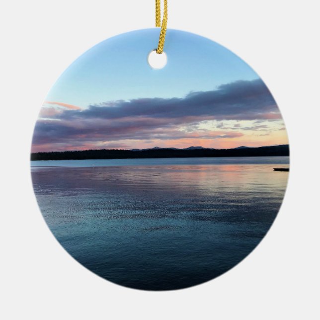 Sunset at Crescent Lake, OR Ceramic Tree Decoration (Front)