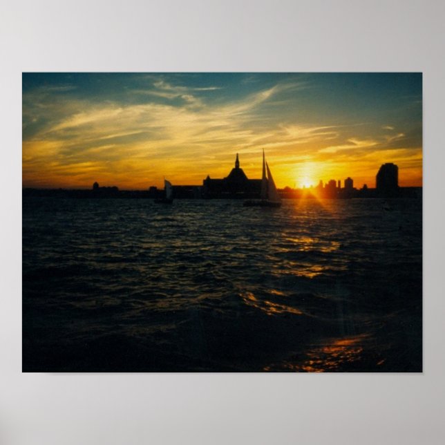 Sunset at Ellis Island Poster (Front)