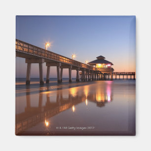 Sunset at Fishing Pier, Fort Myers Beach, Magnet