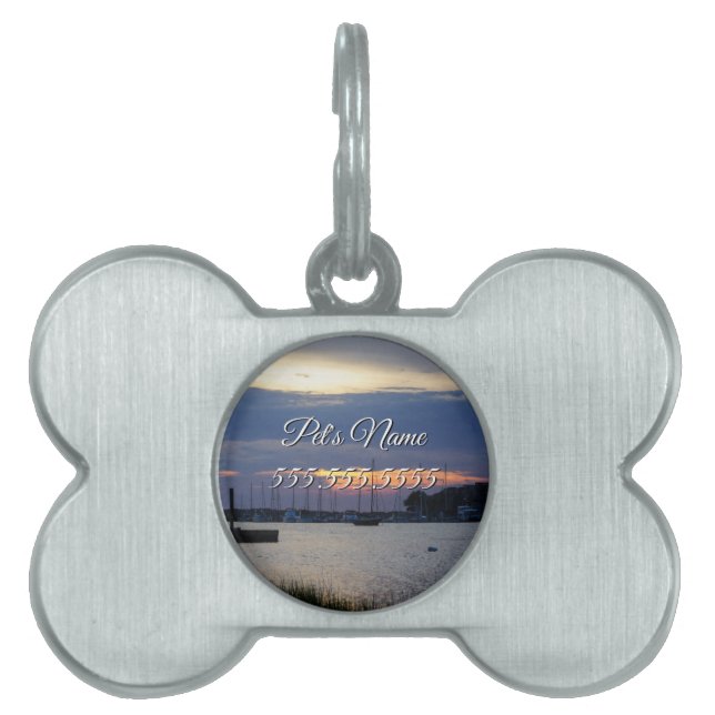 Sunset At Folly Harbour Pet ID Tag (Front)