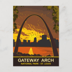 Sunset at Gateway Arch, St Louis, Travel Postcard