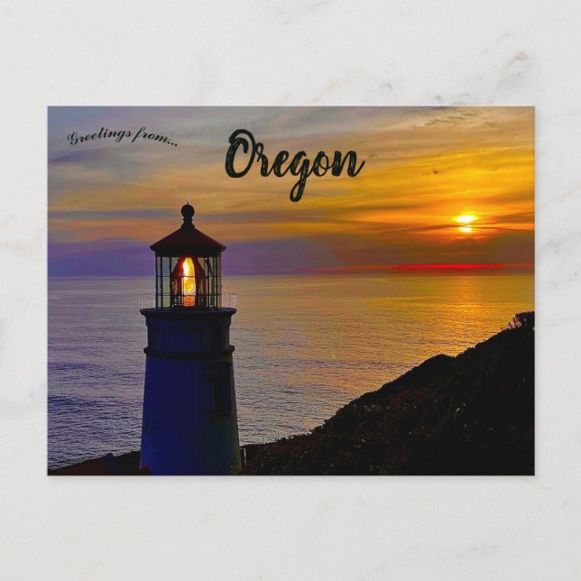 Sunset at Heceta Head Lighthouse Oregon Postcard (Front)