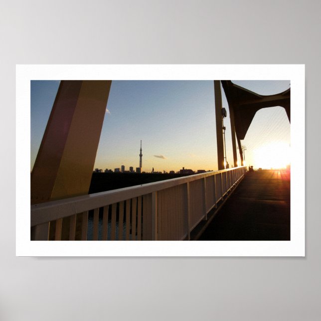 Sunset at Horikirihinan Bridge: Tokyo Poster (Front)