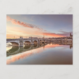 Sunset at Jacques Gabriel Bridge of Blois, France Postcard