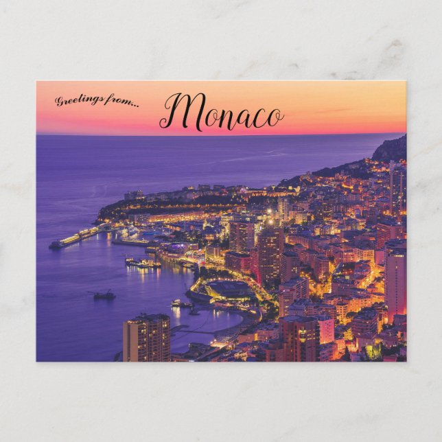 Sunset at Monaco City Monaco Postcard (Front)