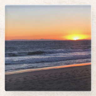 Sunset at Newport Beach, California Glass Coaster