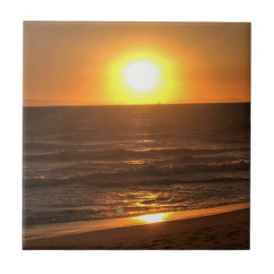 Sunset at Newport Beach, California Tile