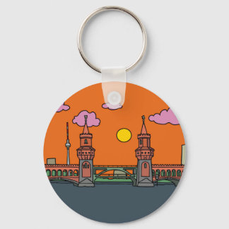 Sunset at Oberbaum Bridge in Berlin Key Ring