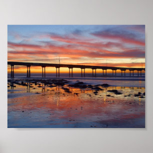 Sunset At Ocean Beach Poster