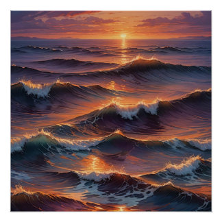 sunset at ocean wall art
