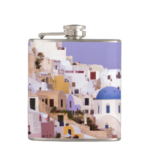 Sunset at Oil, Santorini 2 Hip Flask