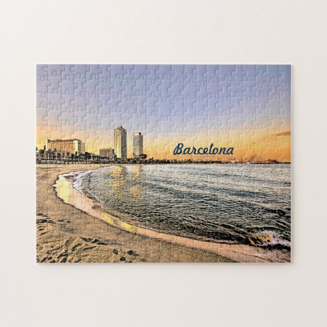 Sunset AT Olympic Port of Barcelona, Spain Jigsaw Puzzle (Horizontal)